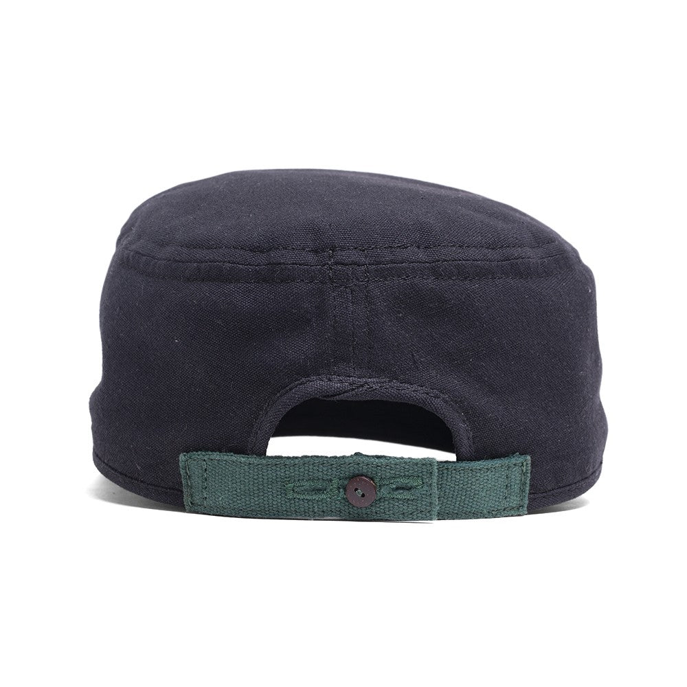 VEGAN CAP OF RECYCLED COTTON BLACK AND COCONUT BUTTON - RUMI - VESICA PISCIS FOOTWEAR