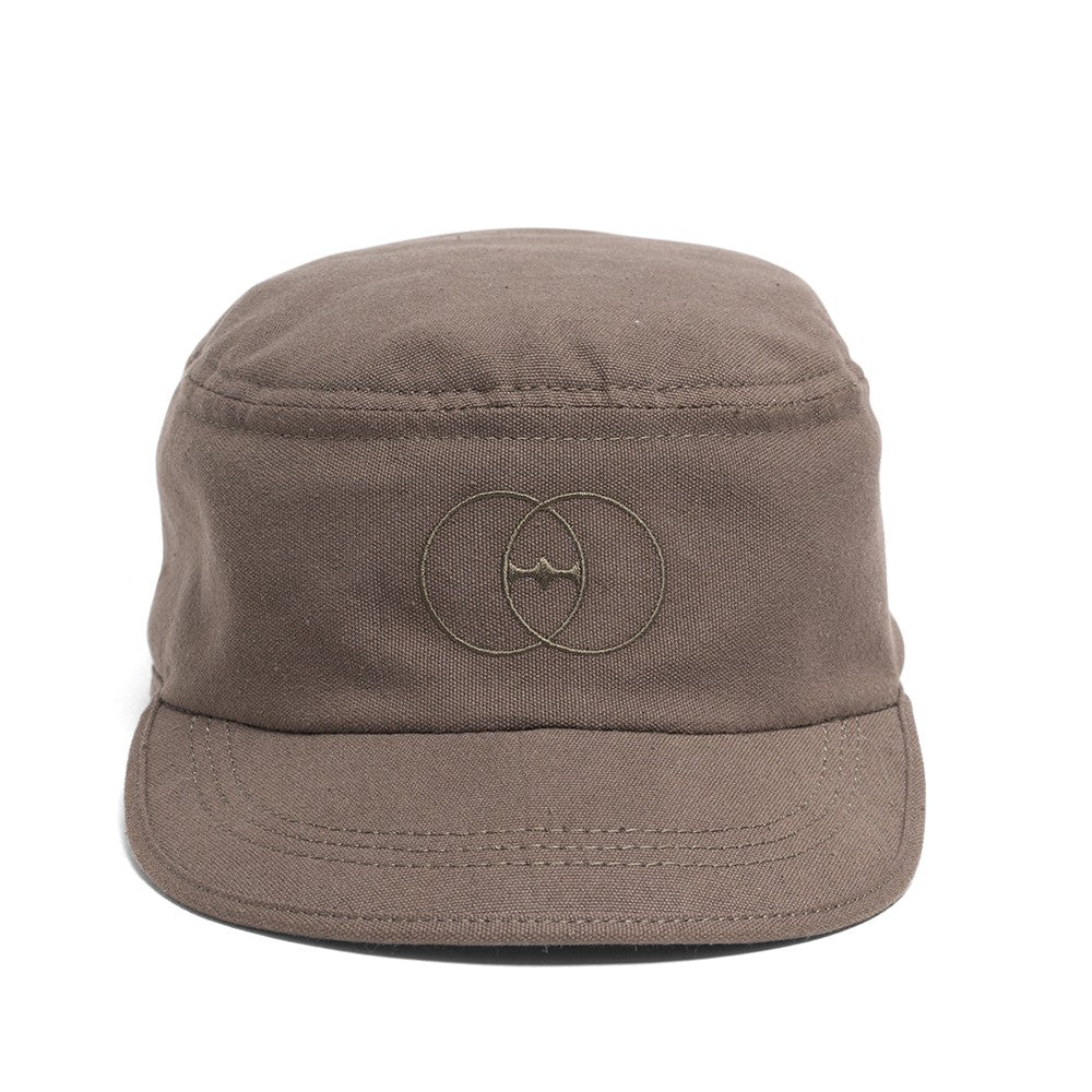 VEGAN CAP OF RECYCLED COTTON KHAKI AND COCONUT BUTTON - RUMI - VESICA PISCIS FOOTWEAR