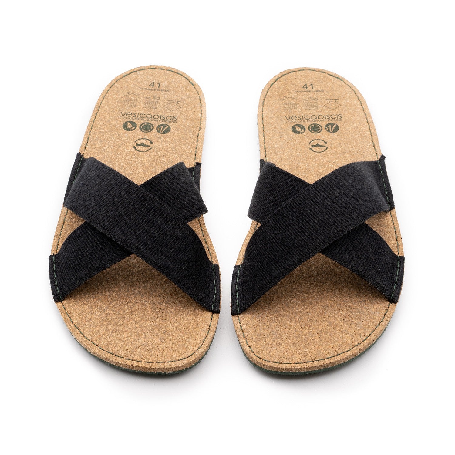 VEGAN SANDAL OF RECYCLED COTTON BLACK - VESICA PISCIS FOOTWEAR