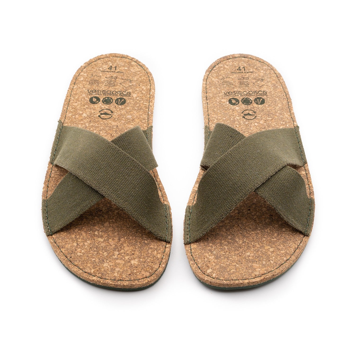 VEGAN SANDAL OF RECYCLED COTTON KAKI - VESICA PISCIS FOOTWEAR