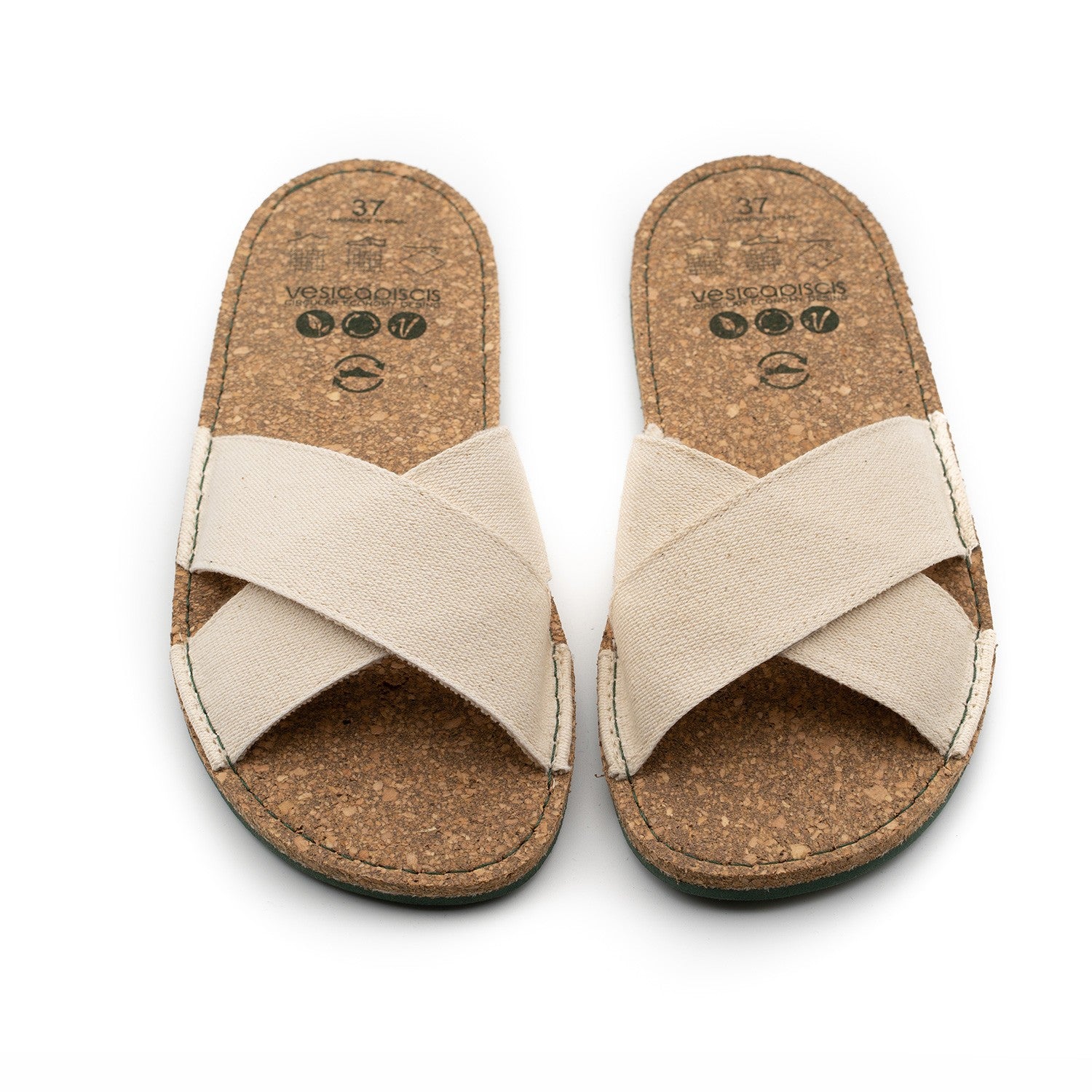 VEGAN SANDAL OF RECYCLED COTTON BEIGE - VESICA PISCIS FOOTWEAR