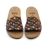 VEGAN SANDAL OF RECYCLED POLYESTER BLACK FLOWERS - VESICA PISCIS FOOTWEAR