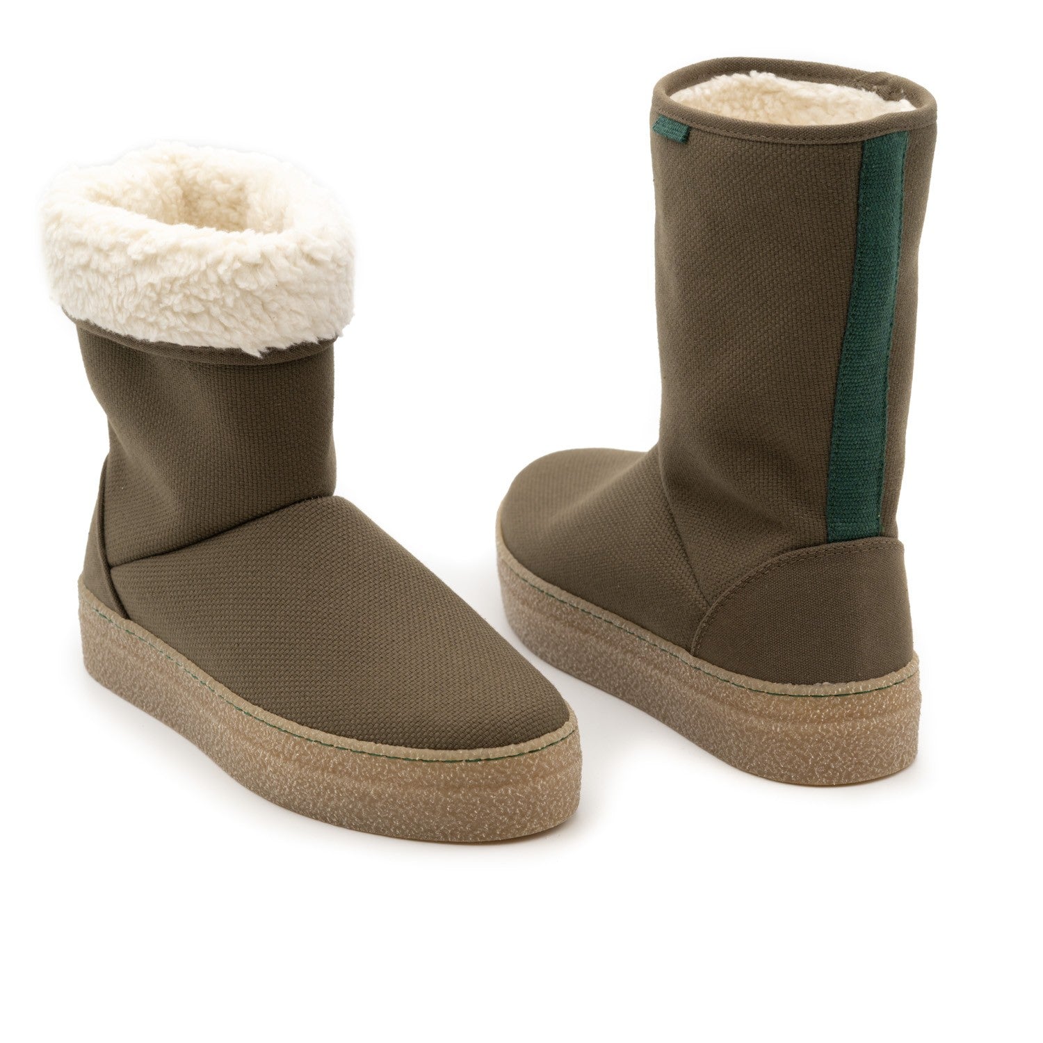 Vegan winter booty of recycled cotton khaki - VESICA PISCIS FOOTWEAR