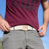 Vegan belt made with recycled cotton and bamboo buckle - VESICA PISCIS FOOTWEAR