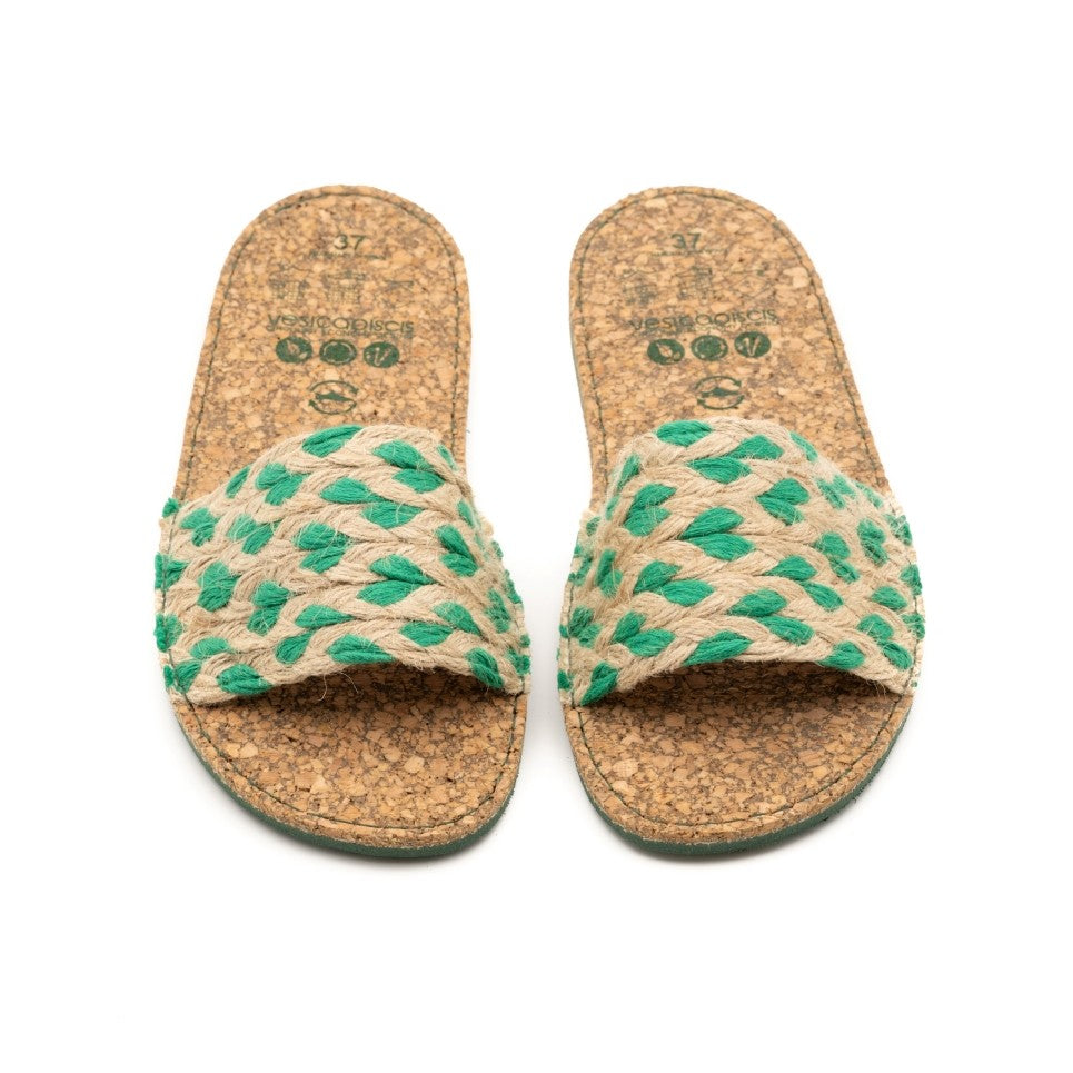 RECYCLED SANDAL OF CORK AND JUTE GREEN - VESICA PISCIS FOOTWEAR