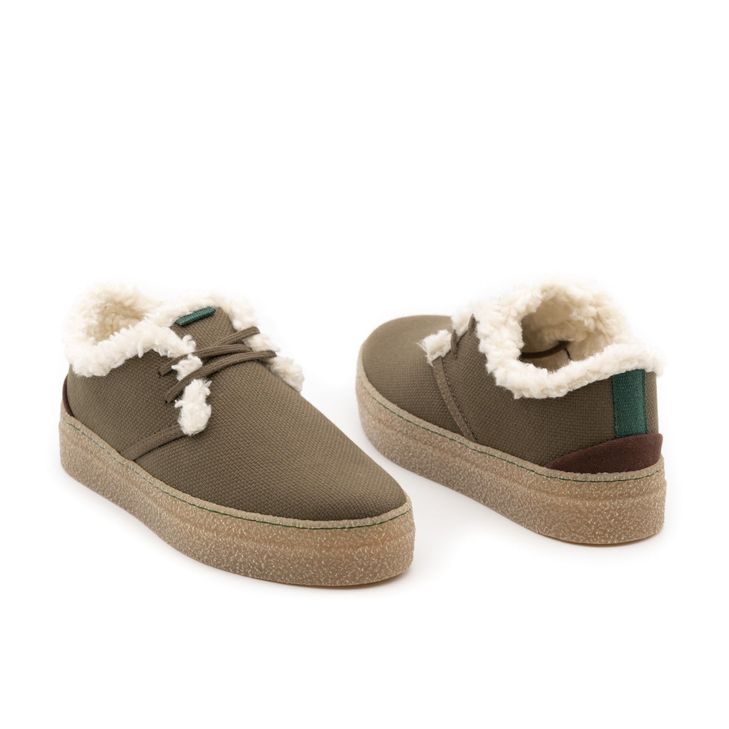 Vegan winter shoe of recycled cotton khaki - VESICA PISCIS FOOTWEAR