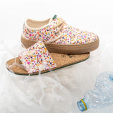 Vegan shoe of recycled plastic printed with white flowers - VESICA PISCIS FOOTWEAR